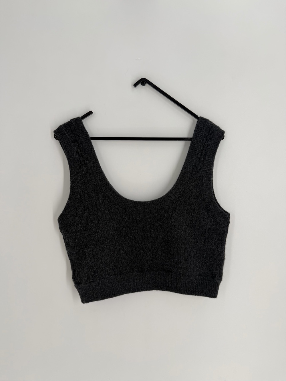 Le Kasha Cashmere Bienne Ribbed Knit Tank Top In Charcoal